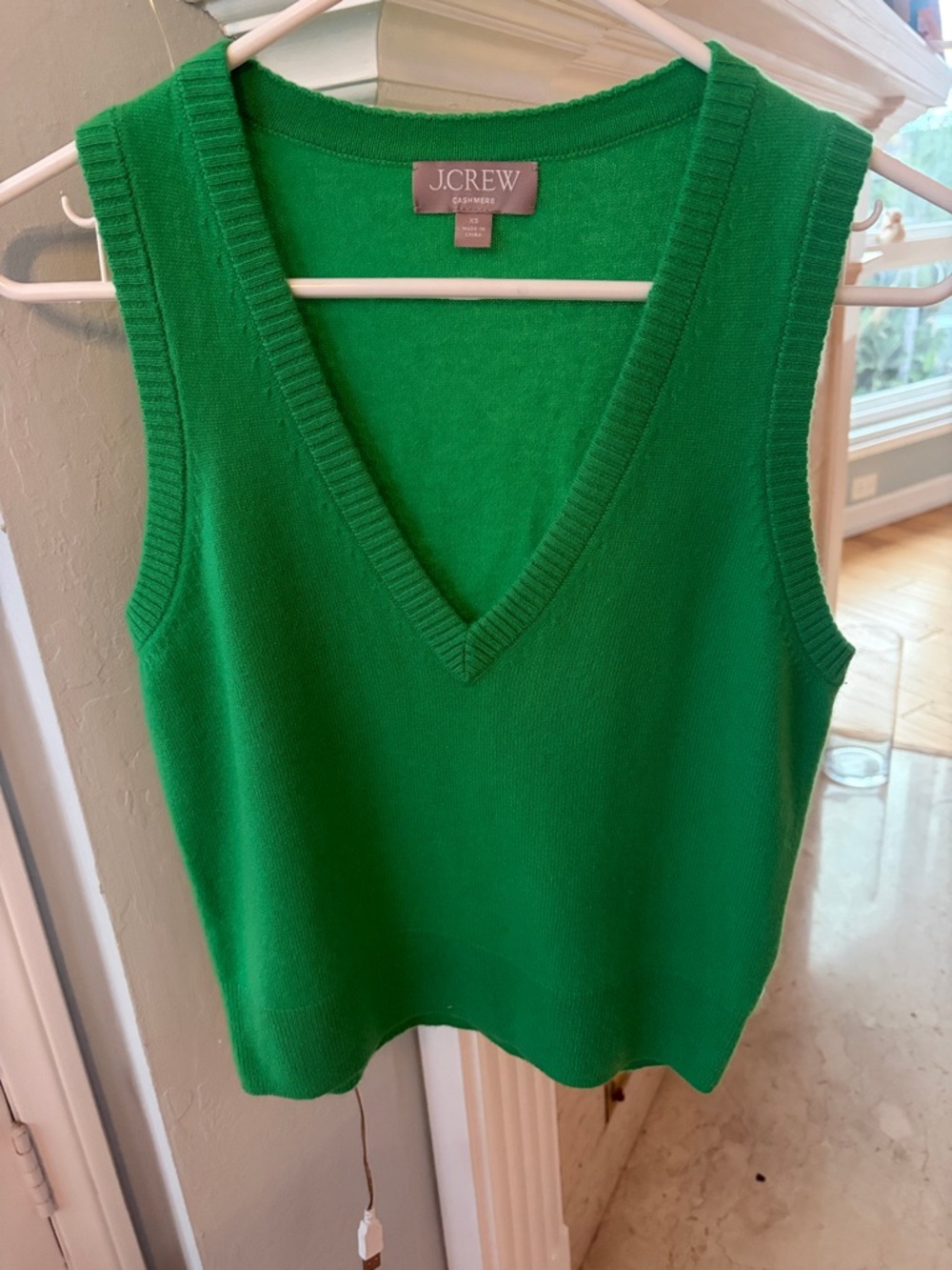 J. Crew Bright Green Cashmere Sweater Vest